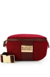 Badgley Mischka Sage Scuba And Vegan Leather Belt Bag In Burgundy