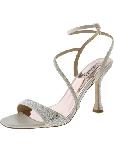 Badgley Mischka Sally Womens Embellished Square Toe Pumps In Silver