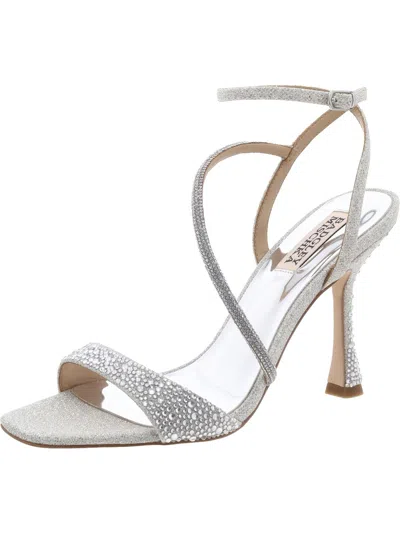 Badgley Mischka Sally Womens Leather Open Toe Heels In Silver