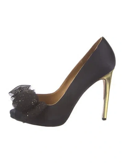 Pre-owned Badgley Mischka Satin Bow Accents Pumps In Multi
