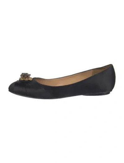 Pre-owned Badgley Mischka Satin Crystal Embellishments Ballet Flats In Blue