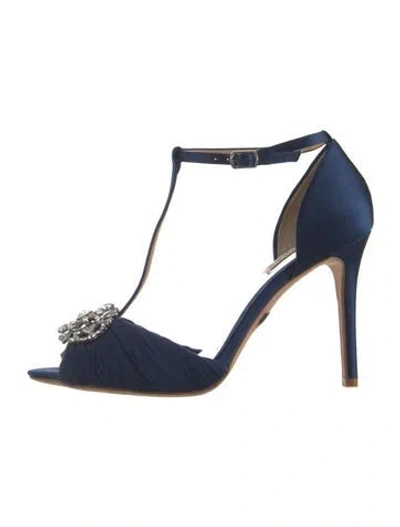 Pre-owned Badgley Mischka Satin Crystal Embellishments In Blue