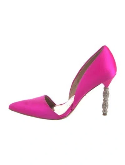 Pre-owned Badgley Mischka Satin Crystal Embellishments D'orsay Pumps In Pink