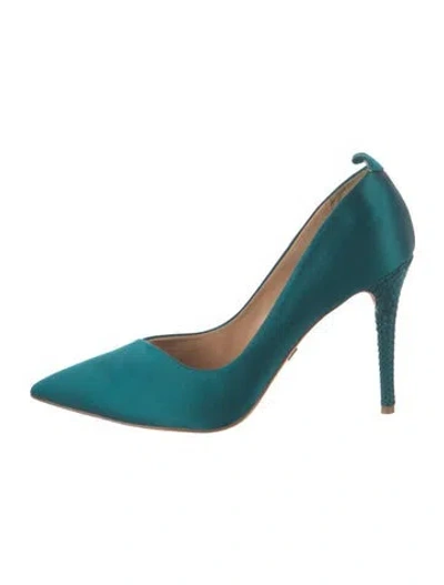 Pre-owned Badgley Mischka Satin Crystal Embellishments Pumps In Blue