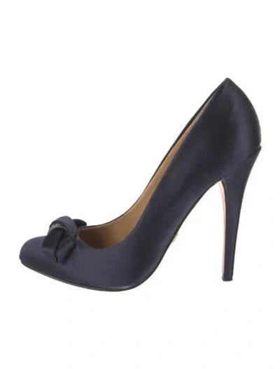 Pre-owned Badgley Mischka Satin Crystal Embellishments Pumps In Blue