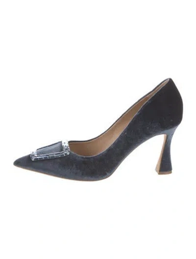 Pre-owned Badgley Mischka Satin Crystal Embellishments Pumps In Blue