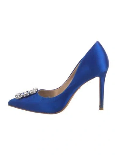 Pre-owned Badgley Mischka Satin Crystal Embellishments Pumps In Blue