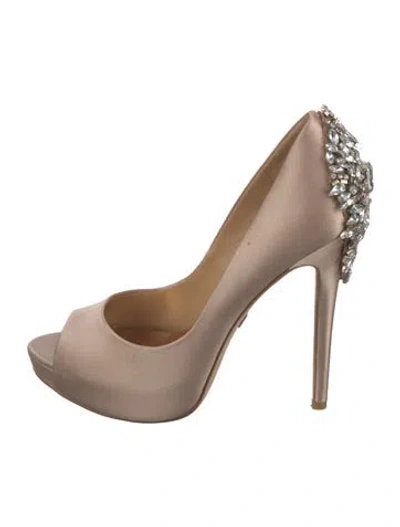 Pre-owned Badgley Mischka Satin Crystal Embellishments Pumps In Pink