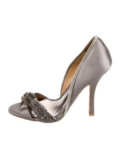 Pre-owned Badgley Mischka Satin D'orsay Pumps In Gray