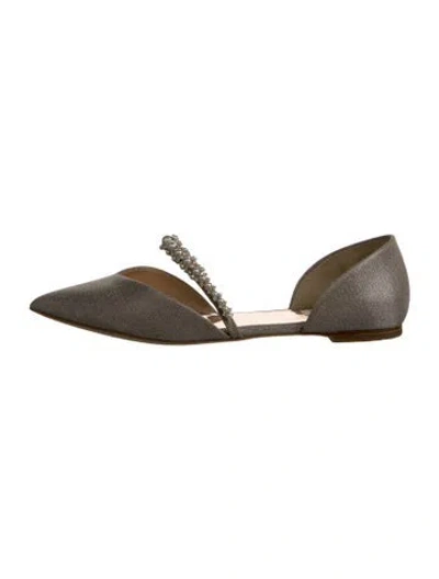Pre-owned Badgley Mischka Satin Glitter Accents Flats In Neutrals