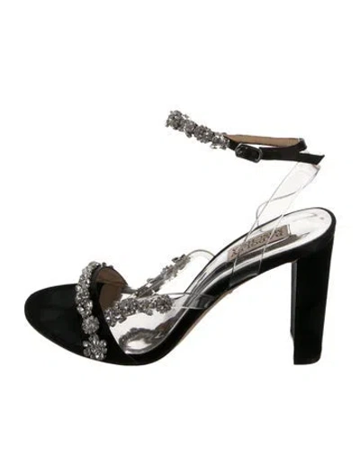 Pre-owned Badgley Mischka Satin Sandals In Black