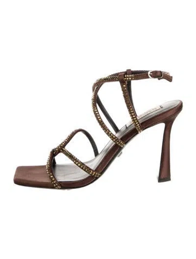Pre-owned Badgley Mischka Satin Sandals In Brown