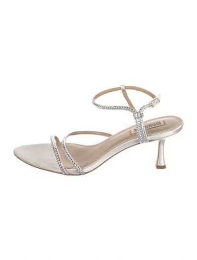 Pre-owned Badgley Mischka Satin Sandals In Silver