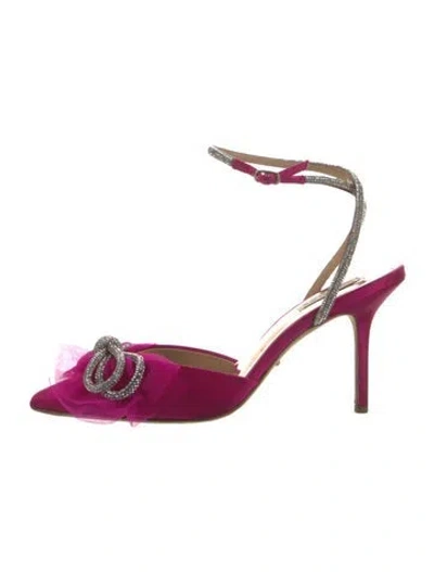 Pre-owned Badgley Mischka Satin Slingback Pumps In Pink