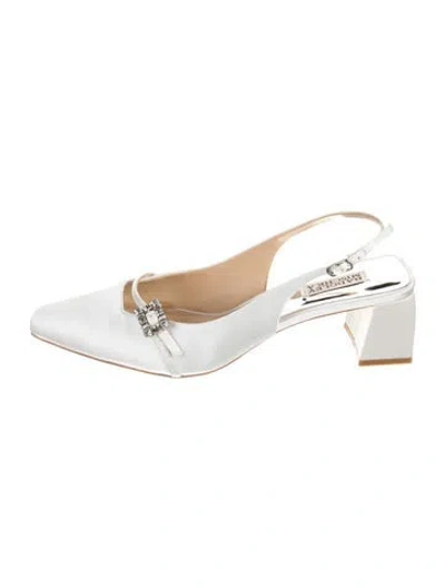 Pre-owned Badgley Mischka Satin Slingback Pumps W/ Tags In White