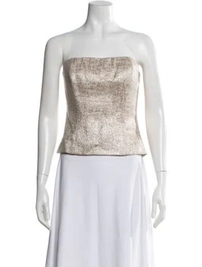 Pre-owned Badgley Mischka Satin Strapless Top In Neutrals
