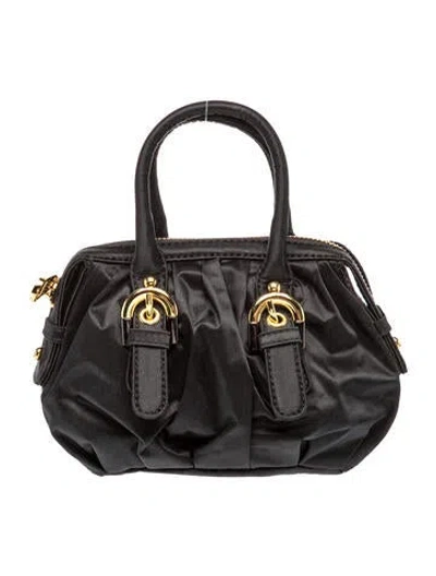 Pre-owned Badgley Mischka Satin Top Handle Bag In Black