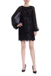 Badgley Mischka Sc4319 Long Sleeve Mini Short Cocktail Dress In Black
