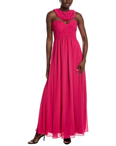 Badgley Mischka Scarf Strapless Gown In Pink