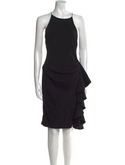 Pre-owned Badgley Mischka Scoop Neck Knee-length Dress In Black