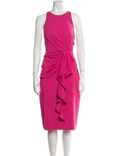 Pre-owned Badgley Mischka Scoop Neck Knee-length Dress In Pink
