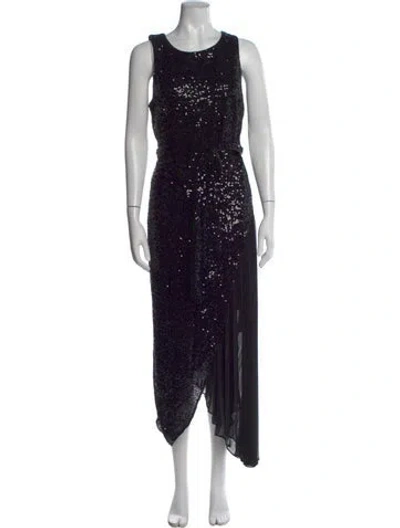 Pre-owned Badgley Mischka Scoop Neck Long Dress W/ Tags In Black