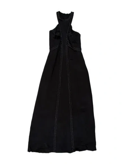 Pre-owned Badgley Mischka Scoop Neck Long Dress W/ Tags In Black