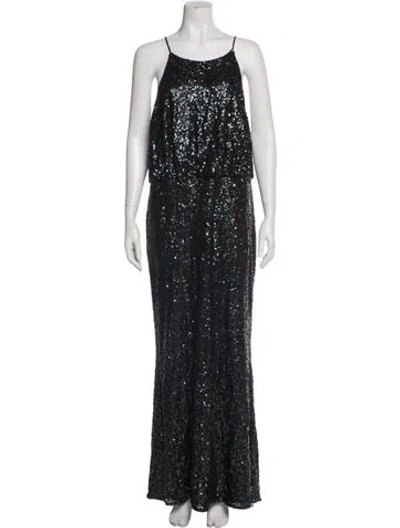 Pre-owned Badgley Mischka Scoop Neck Long Dress W/ Tags In Multi