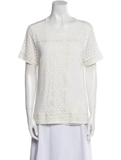 Pre-owned Badgley Mischka Scoop Neck Short Sleeve T-shirt In White