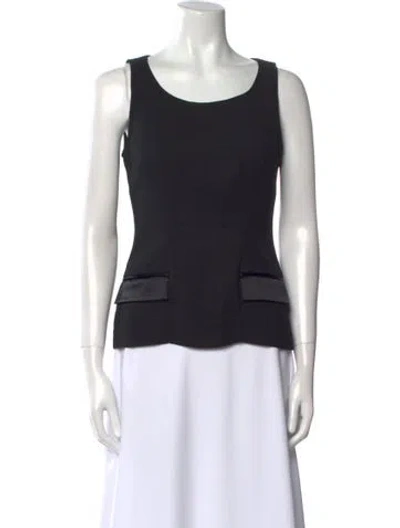 Pre-owned Badgley Mischka Scoop Neck Sleeveless Top In Black