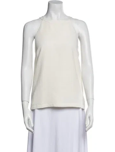 Pre-owned Badgley Mischka Scoop Neck Sleeveless Top In Neutral