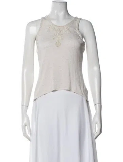 Pre-owned Badgley Mischka Scoop Neck Sleeveless Top In Neutrals