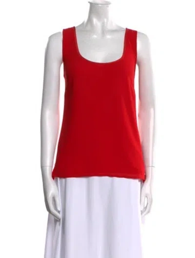 Pre-owned Badgley Mischka Scoop Neck Sleeveless Top In Red