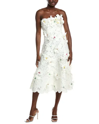 Badgley Mischka Scuba Applique Midi Dress In Neutral