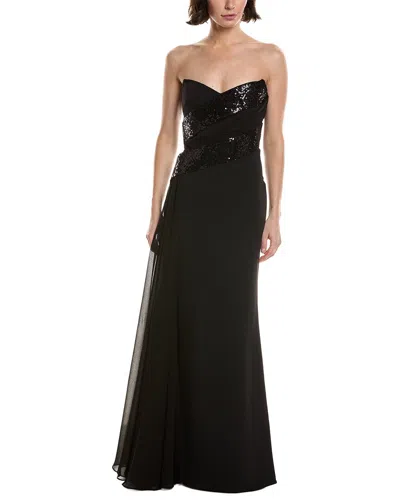 Badgley Mischka Strapless Sequin-embellished Crepe Gown In Animal Print