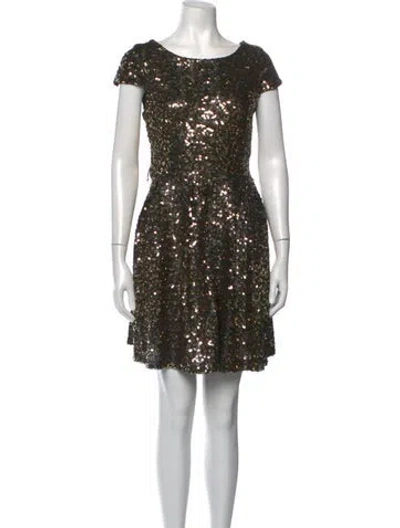 Pre-owned Badgley Mischka Sequin Mini Dress In Gold/metallic