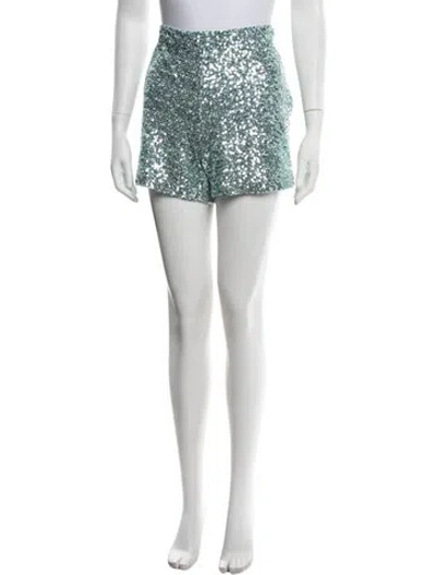Pre-owned Badgley Mischka Sequin Mini Shorts In Grey