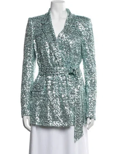 Pre-owned Badgley Mischka Sequin Patterned Jacket In Green