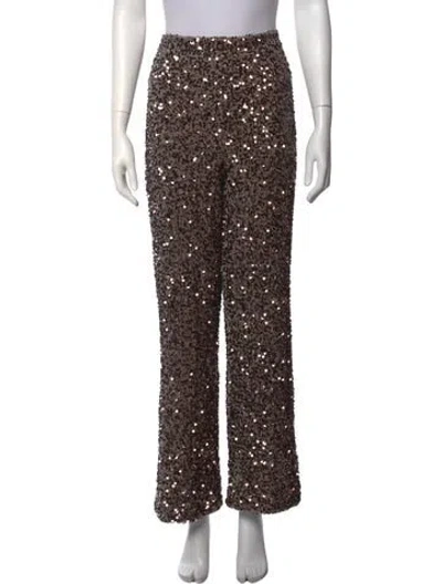 Pre-owned Badgley Mischka Sequin Straight Leg Pants In Brown
