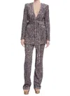Badgley Mischka Sequin V-neck Wrap Jacket And Pants In Gray In Gray