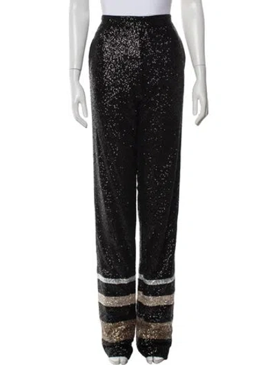 Pre-owned Badgley Mischka Sequin Wide Leg Pants In Green