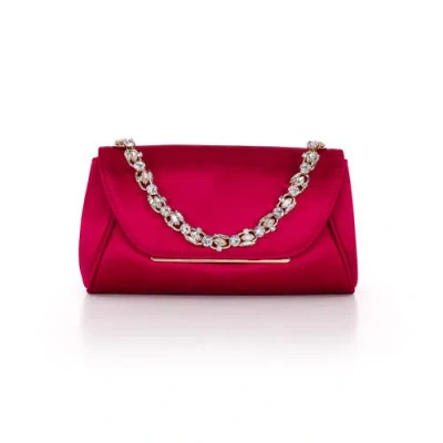 Badgley Mischka Seraphina Satin Clutch With Crystal Necklace Handslip