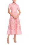 Badgley Mischka Short Sleeve A-line Shirt Dress In Peony In Pink