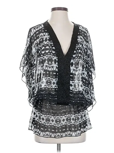 Pre-owned Badgley Mischka Short Sleeve Blouse In Black