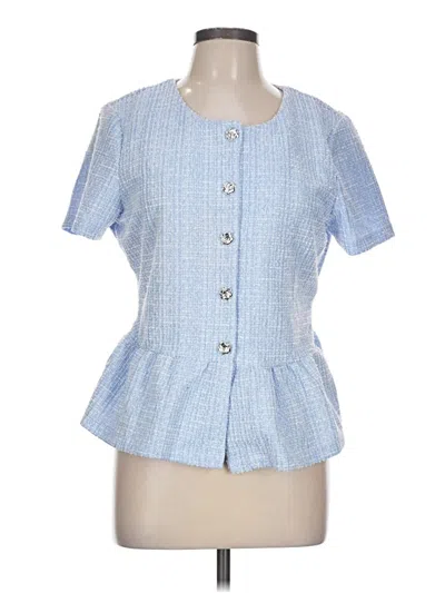 Pre-owned Badgley Mischka Short Sleeve Blouse In Blue