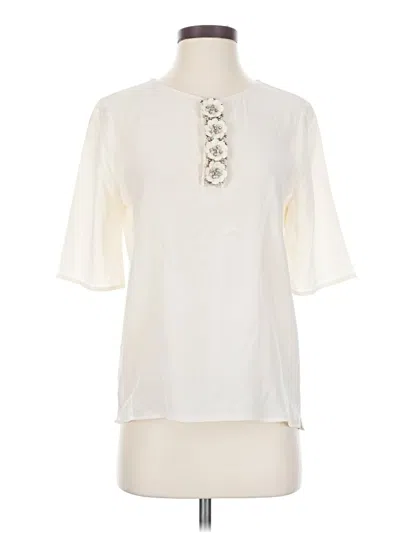 Pre-owned Badgley Mischka Short Sleeve Blouse In Ivory