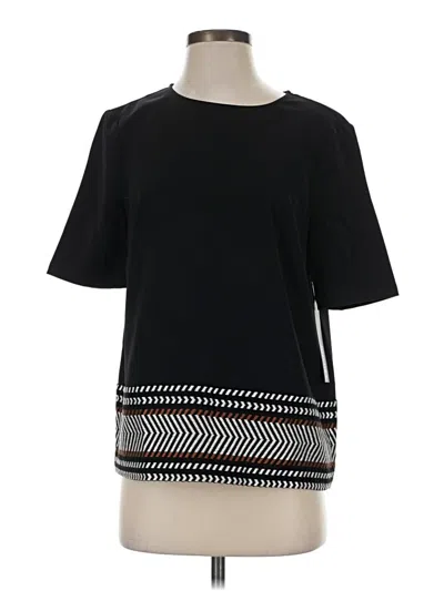 Badgley Mischka Short Sleeve Top Black Crew Neck Tops