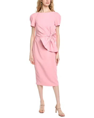 Badgley Mischka Bow-detailed Crepe Midi Dress In Pink