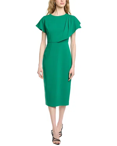Badgley Mischka Side Drape Cape Cocktail Dress In Green