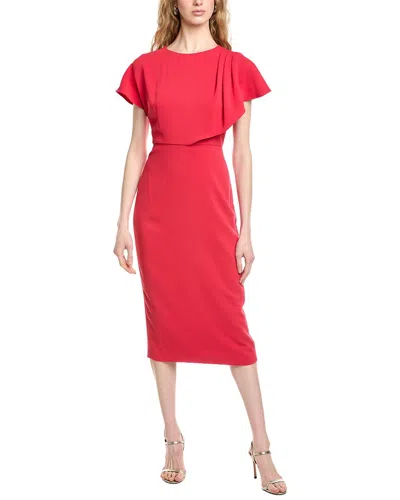 Badgley Mischka Side Drape Cape Cocktail Dress In Red